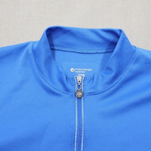 Aero Tech Designs 1/2 Zip Blue Leisure Bike Cycling Jersey Sz XL 3 Back Pockets - Picture 3 of 8